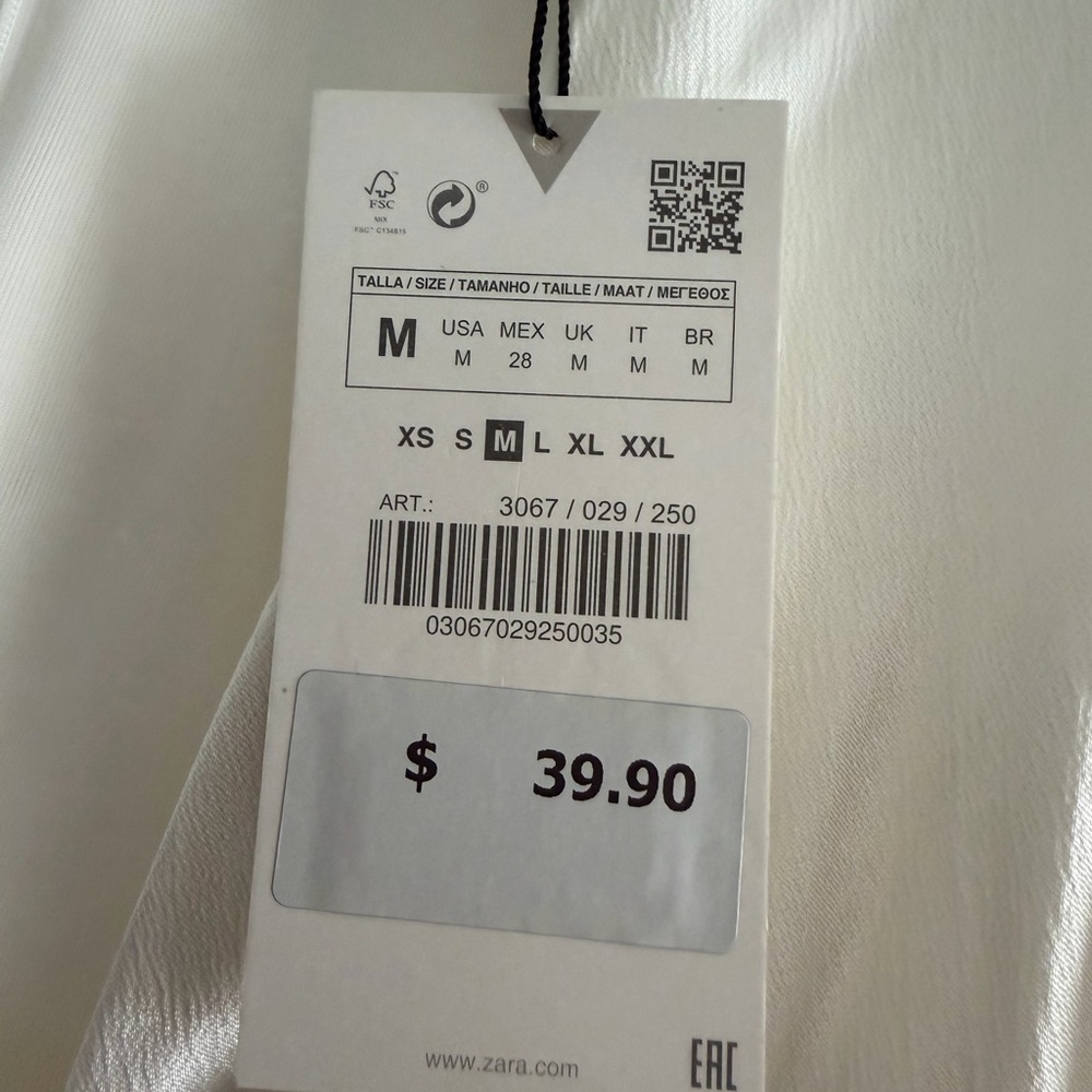 NWT | Zara (M) Satin White/Ivory Bodysuit with Padded Shoulders - Picture 5 of 5